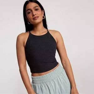 CALIA Women's LustraLux Cross Back Crop Top~NWT~Tap Shoe Heather~Charcoal~S~$48